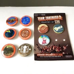 Loot Crate Pins Lot of 9 Collectors Buttons 2015 Team Fortress 2
